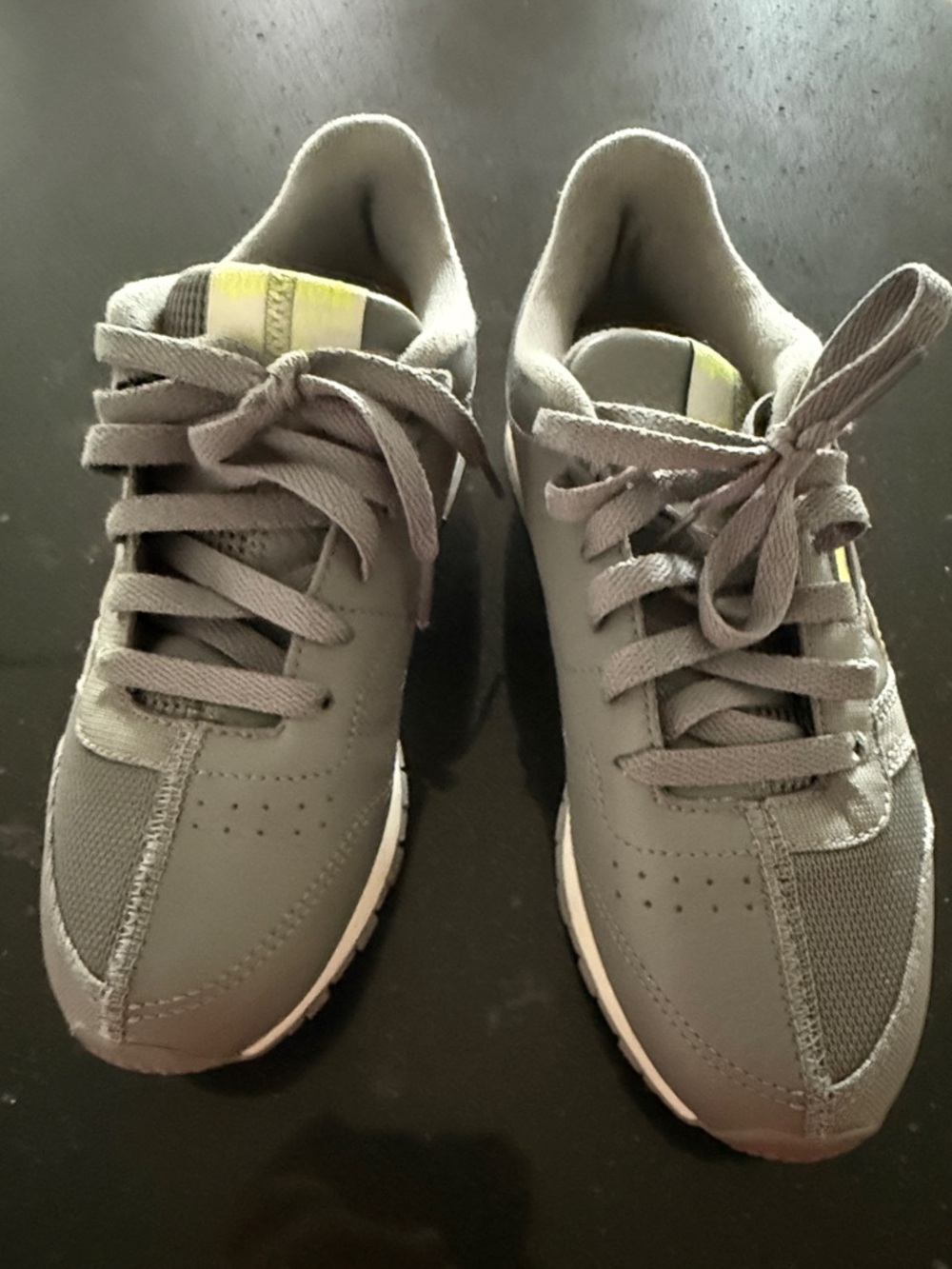Reebok Gray Lace-Up Sneakers with Yellow Tongue Accent